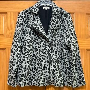 Umgee Black and Gray Leopard Teddy Jacket Size XL EUC